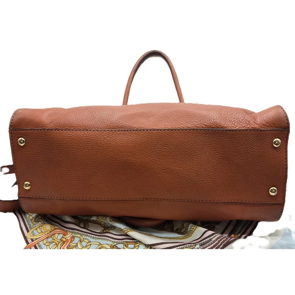Michael Kors Cognac Leather Tote Large Satchel Shoulder Bag Quiet Luxury